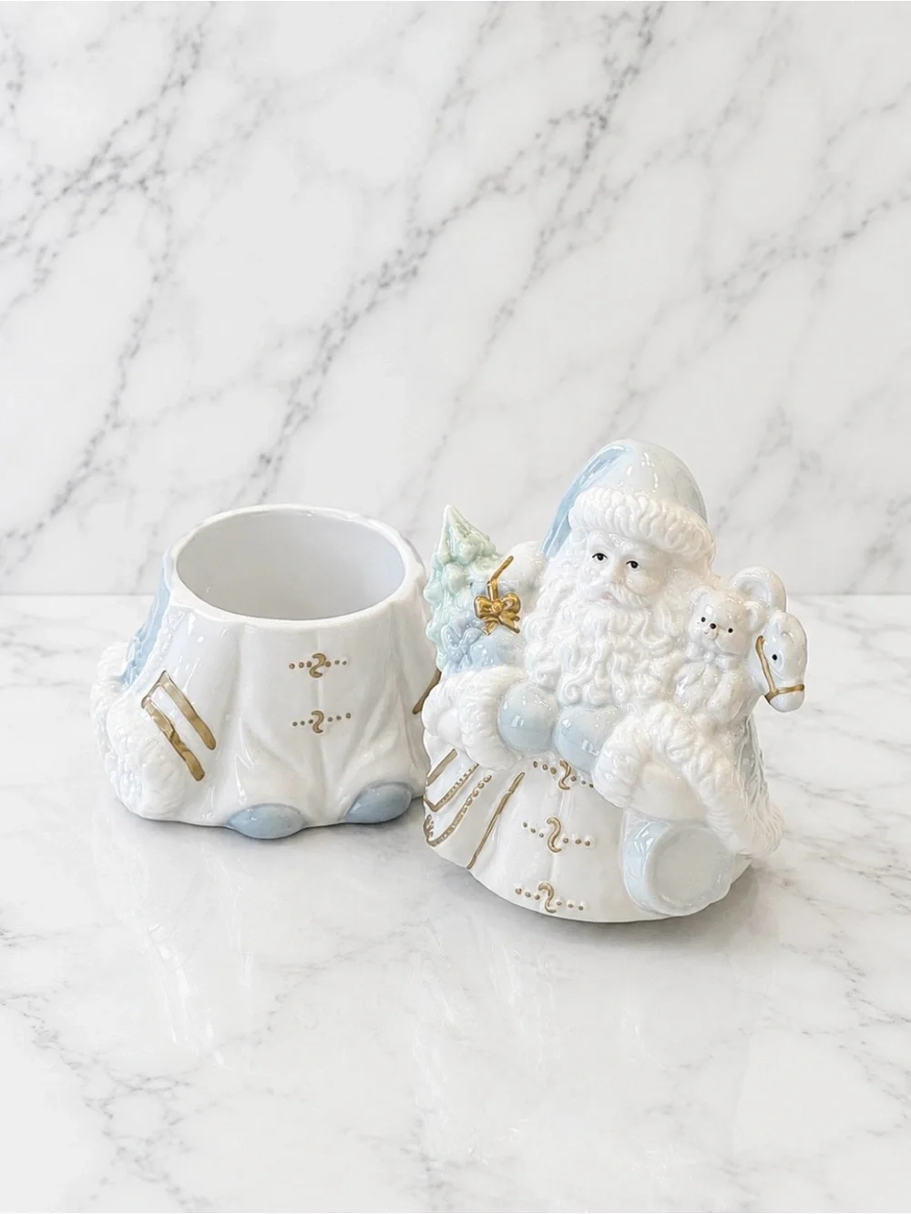 Ceramic Holiday Santa Claus Jewelry Box